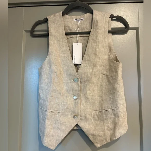 NWT Reformation Cienna Linen Vest XS - Picture 3 of 5